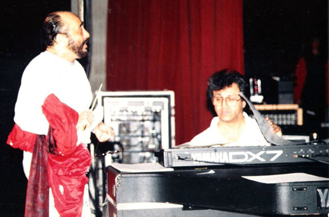 Edy Martínez rehearsing with Eddie Palmieri. New York, 1989.