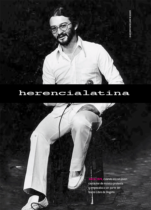 HACIA 1974 cuando era un joven cantautor de música protesta y empezaba a ser parte del Teatro Libre de Bogotá. ©ARCHIVO TEATRO LIBRE DE BOGOTÁ.